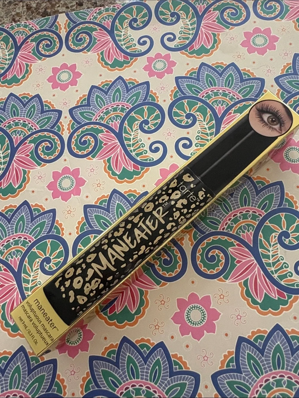 tarte Maneater Mascara – Black with Gold Leopard Print Tube in Black Brand New